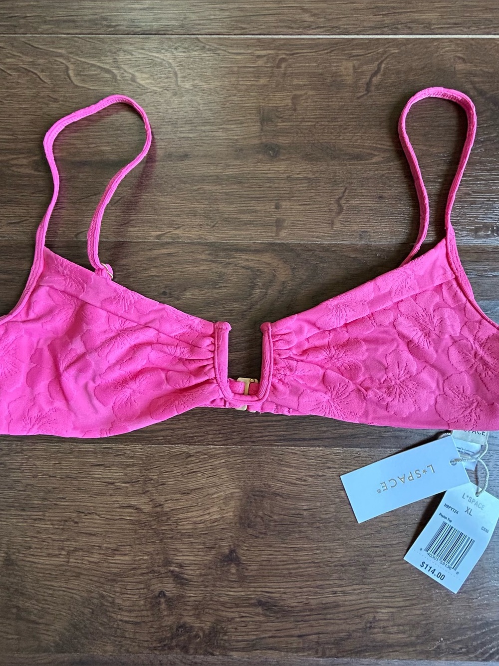 L*space Peyton Bikini Swim Top Cosmo Pink Floral XL